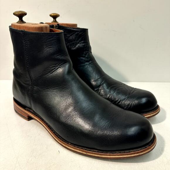 NEW HEELS Rancourt & Co. x Helm Pablo Zip Moto Ankle Boot Black Horween USA 11 D